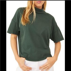 Free People Army green mock neck tee